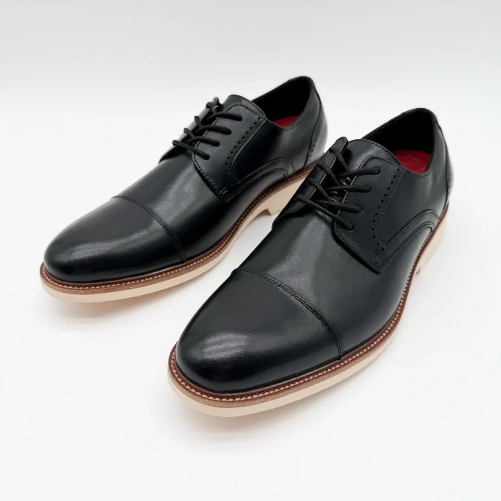 Stacy Adams Wesbridge Leather Cap Toe Oxford Dress Shoes Lace-Up Black 7.5 NEW
